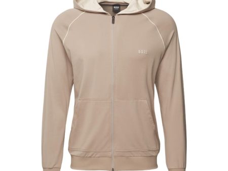 BOSS Contrast Logo Beige Zip Hoodie Cheap