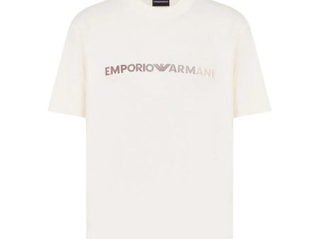 Emporio Armani Embroidery Logo Cream T-Shirt Supply