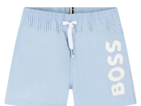 BOSS Baby Logo Print Sky Blue Shorts Hot on Sale