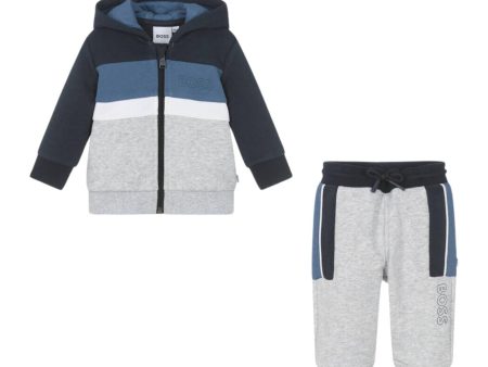 BOSS Baby Logo Grey Tracksuit Set For Discount