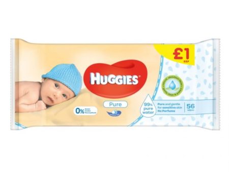 Huggies Pure Wipes 56 s (Pm £1.00)   Pack size: 8 x 56s  Product code: 382728 Online Sale