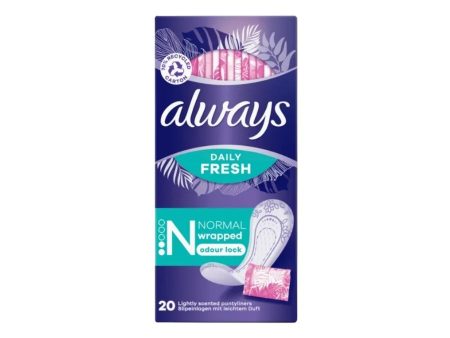 Always Daily Fresh Normal Wrapped Panty Liners Odour Lock 20 s  Pack Size: Pack size: 6 x 20s  Product code: 341504 Cheap