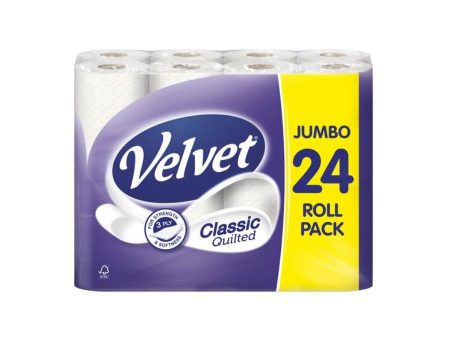 Velvet Classic Quilted Toilet Tissue 24 Roll White  Pack size: 1 x 24 s  Product code: 423202 Online now