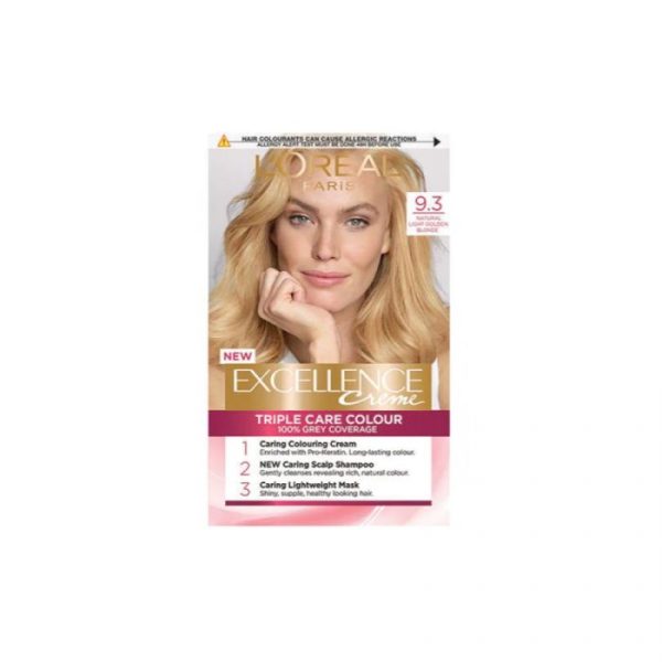 L Oreal Excellence Crã¨Me Hair Dye No. 9.3 Natural Light Golden Blonde  Pack size: 3 x 1  Product code: 201930 For Sale