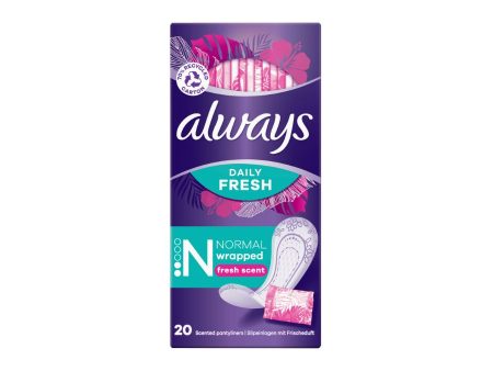 Always Daily Fresh Normal Wrapped Panty Liners, Fresh Scent 20 s  Pack Size: 6 x 20s  Product code: 341505 Discount