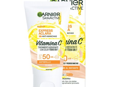 SKIN ACTIVE EXPRESS ACLARA HIDRATANTE CON PROTECTOR SOLAR TFPS50 CLARO - GARNIER For Sale