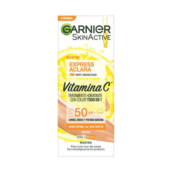 SKIN ACTIVE EXPRESS ACLARA HIDRATANTE CON PROTECTOR SOLAR TFPS50 MEDIO - GARNIER on Sale