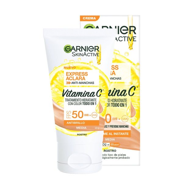 SKIN ACTIVE EXPRESS ACLARA HIDRATANTE CON PROTECTOR SOLAR TFPS50 MEDIO - GARNIER on Sale